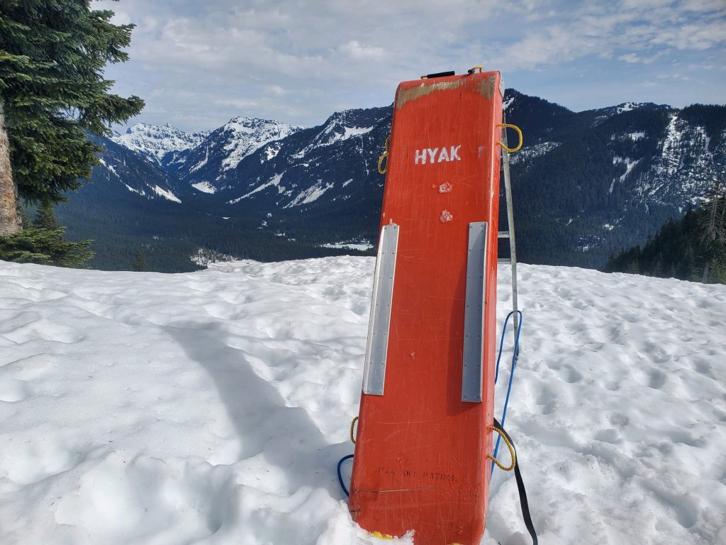 One of the two types of sleds we run at Hyak: a two handle with a tail rope.